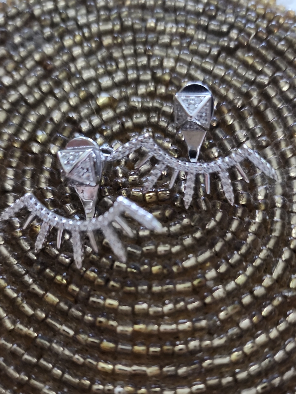 Silver Fan Spike Ear Climbers - Elegant Silver Earrings